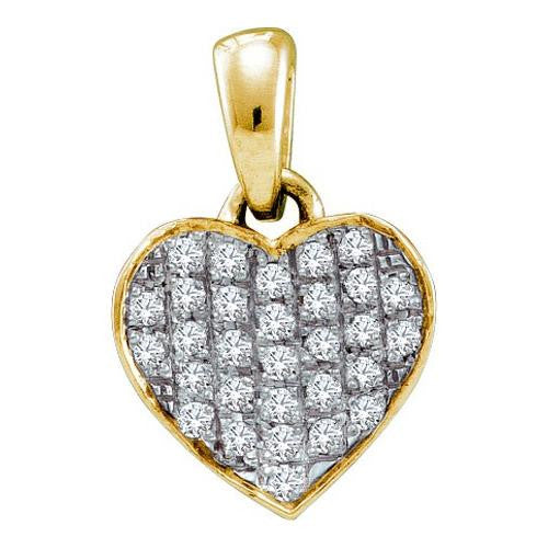 10KT Yellow Gold 0.10CTW DIAMOND HEART PENDANT