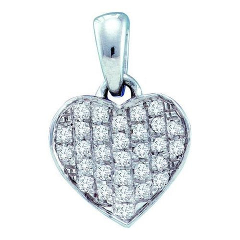 10KT White Gold 0.10CTW DIAMOND HEART PENDANT