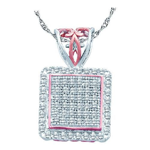 10KT White Gold 0.20CTW DIAMOND SQUARE PENDANT