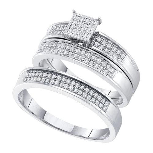 10KT White Gold 0.33CTW DIAMOND MICRO PAVE TRIO SET