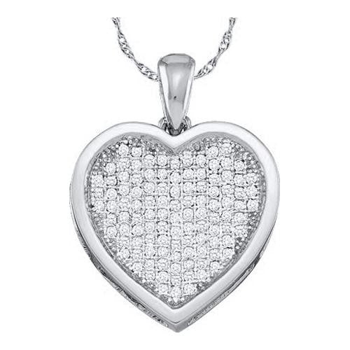 10KT White Gold 0.05CTW DIAMOND HEART PENDENT