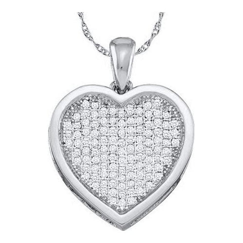 10KT White Gold 0.05CTW DIAMOND HEART PENDENT