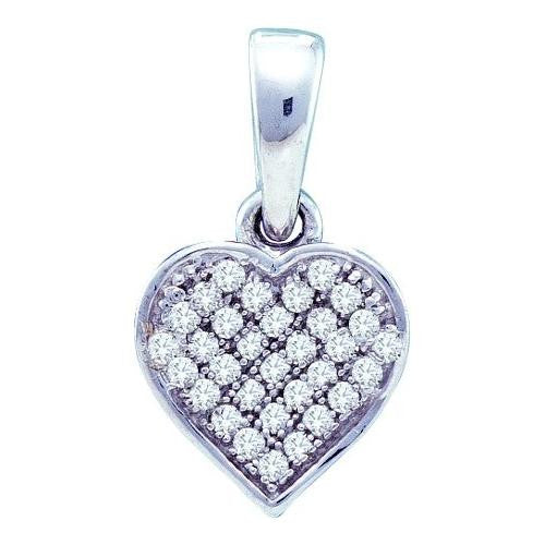 10KT White Gold 0.10CTW ROUND DIAMOND MICRO PAVE  HEART PENDENT