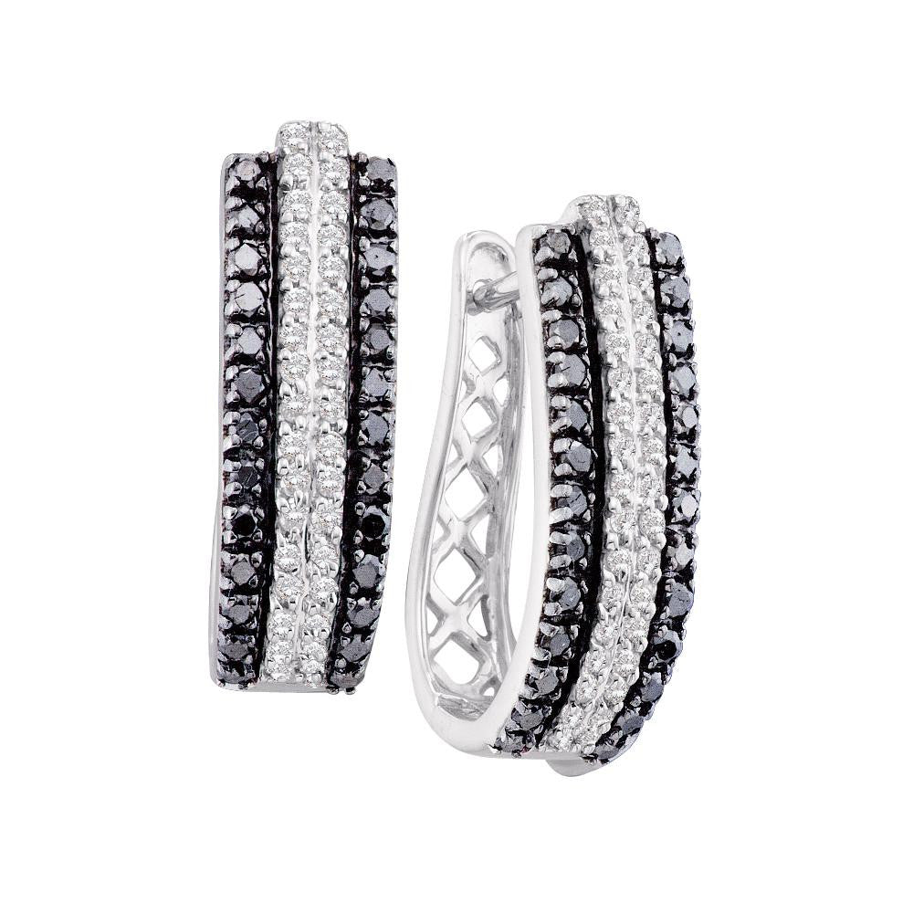 1 CTW-Diamond FASHION BLACK HOOPS