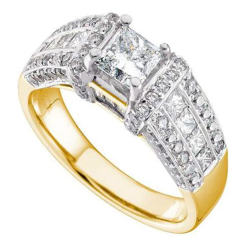 14KT Yellow Gold 1.95CTW  DIAMOND BRIDAL WITH 0.75CT PRINCESS  CUT CENTER