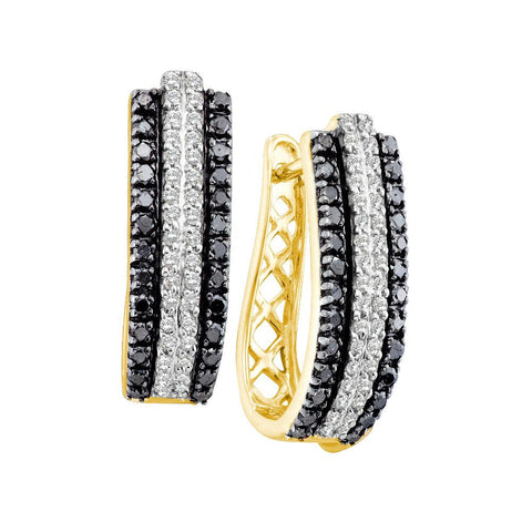 1 CTW-Diamond FASHION BLACK HOOPS