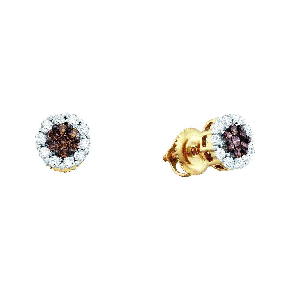 1-2CTW-Diamond BROWN FLOWER EARRING