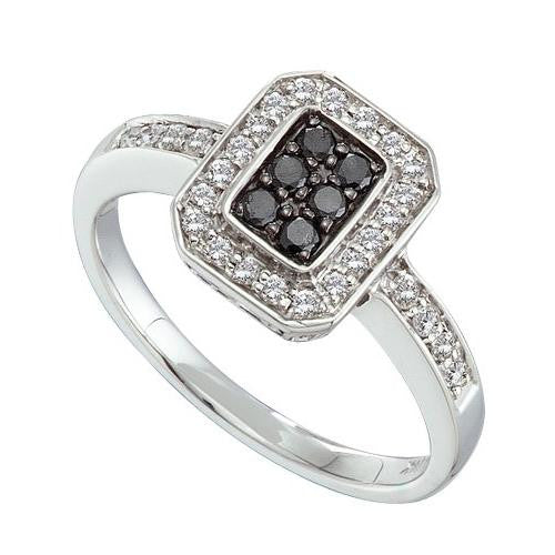 14K White-gold 0.33CTW BLACK DIAMOND FASHION RING