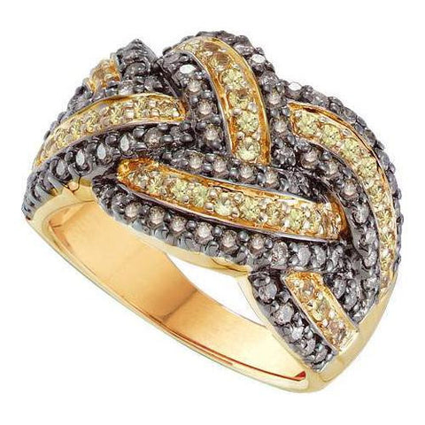 14KT Yellow Gold 1.62CTW COGNAC DIAMOND LADIES FASHION BAND