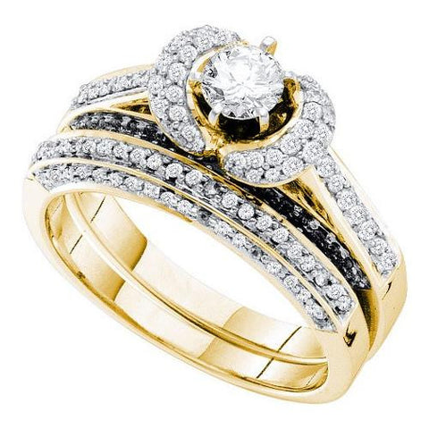 14K Yellow-gold 1.0CT DIAMOND 0.40CT CENTER ROUND BRIDAL SET