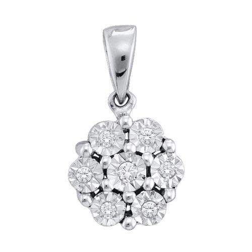 10KT White Gold 0.05CTW DIAMOND FANUK PENDANT