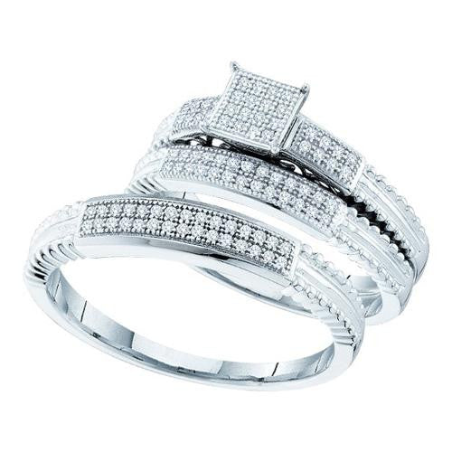 10KT White Gold 0.25CTW DIAMOND MICRO PAVE TRIO SET