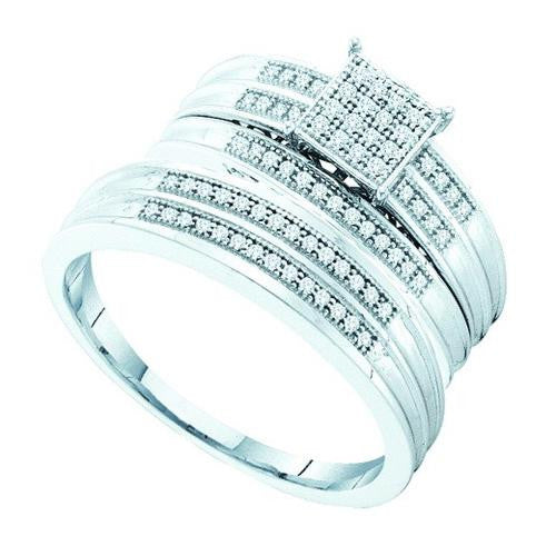 10KT White Gold 0.25CTW DIAMOND MICRO PAVE TRIO SET