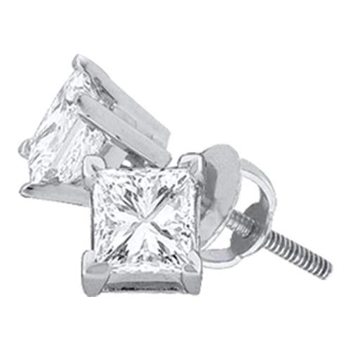 14KT White Gold 0.15CTW PRINCESS DIAMOND STUDS