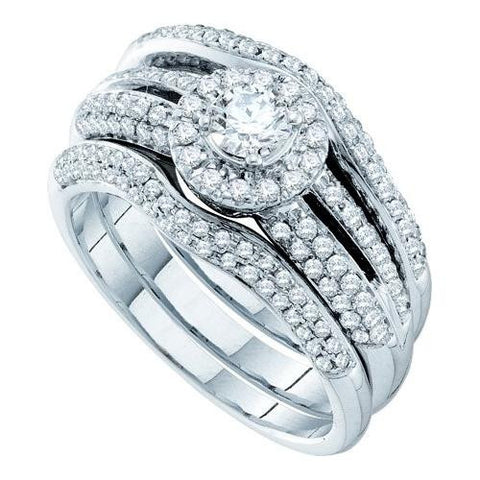 14K White-gold 1.02CT DIAMOND 0.30CT CENTER ROUND BRIDAL SET