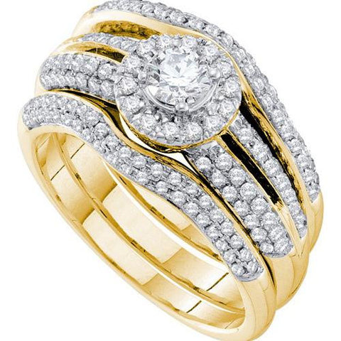 14K Yellow-gold 1.02CT DIAMOND 0.30CT CENTER ROUND BRIDAL SET