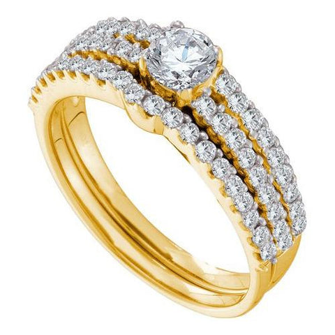 14K Yellow-gold 0.97CT DIAMOND 0.40CT CENTER ROUND BRIDAL SET