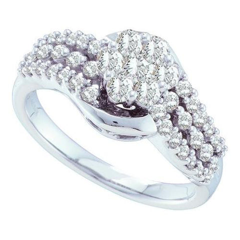 14KT White Gold 0.75CTW DIAMOND FLOWER RING