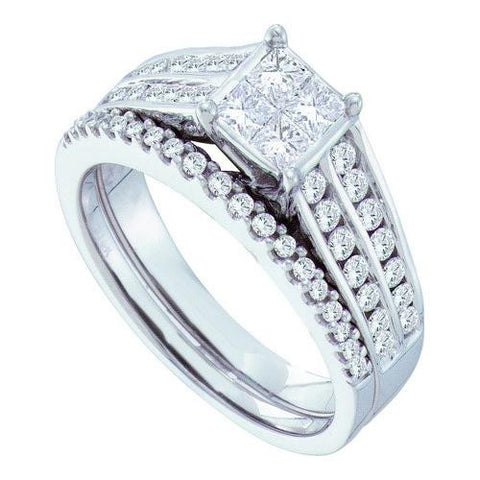 14KT White Gold 1.00CTW DIAMOND INVISIBLE BRIDAL SET