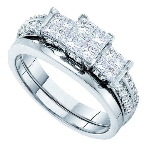 14K White-gold 1.00CT DIAMOND INVISIBLE BRIDAL SET