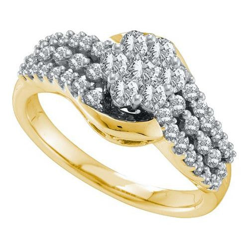 14KT Yellow Gold 0.75CTW  DIAMOND FLOWER RING