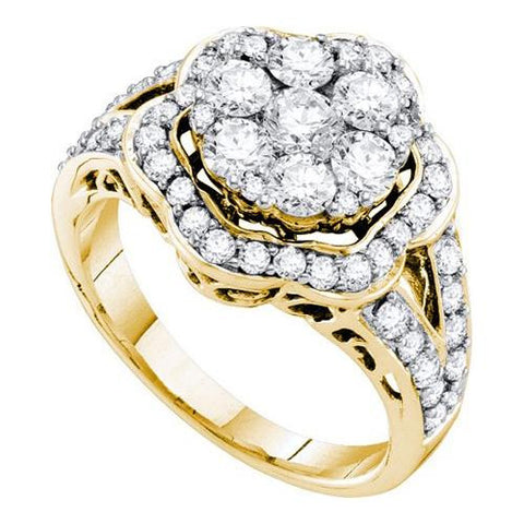 14K Yellow-gold 2.01CTW  DIAMOND FLOWER RING