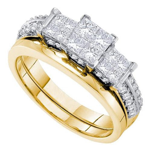 14K Yellow-gold 1.00CT DIAMOND INVISIBLE BRIDAL SET