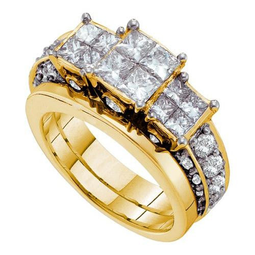 14K Yellow-gold 3.00CT DIAMOND INVISIBLE BRIDAL SET