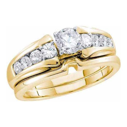 14K Yellow-gold 0.94CT DIAMOND 0.44CT CENTER ROUND BRIDAL SET