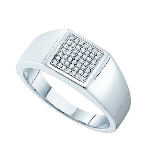 10KT White Gold 0.15CTW DIAMOND MICRO PAVE MENS RING