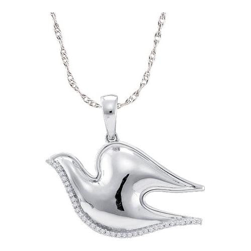 925 Sterling Silver White 0.10CTW DIAMOND DOVE PENDANT