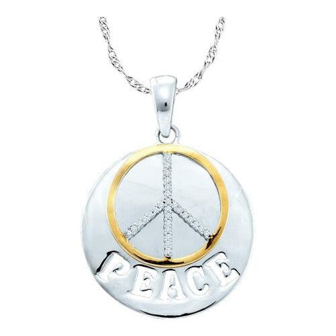 925 Sterling Silver White 0.10CT DIAMOND  PEACE  PENDANT