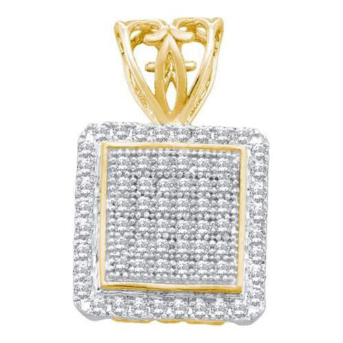 10KT Yellow Gold 0.20CTW  DIAMOND SQUARE PENDANT