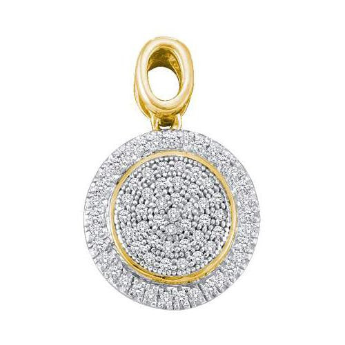 10KT Yellow Gold Two Tone 0.25CTW DIAMOND ROUND MICRO  PAVE PENDANT