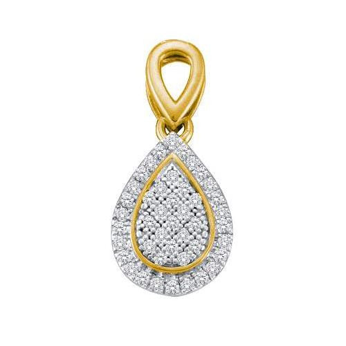 10KT Yellow Gold Two Tone 0.12CTW DIAMOND  MICRO PAVE PENDANT