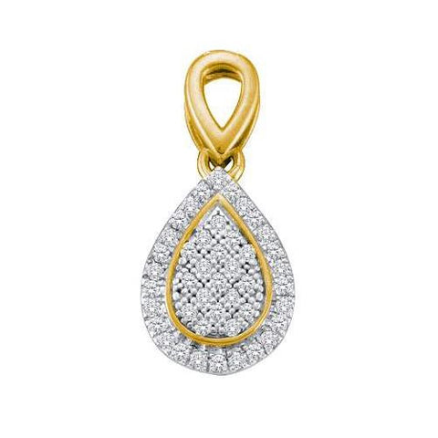 10KT Yellow Gold Two Tone 0.12CTW DIAMOND  MICRO PAVE PENDANT