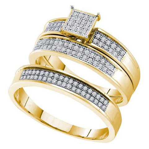 10KT Yellow Gold 0.33CTW DIAMOND MICRO-PAVE TRIO SET