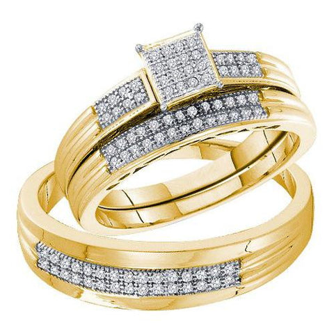 10KT Yellow Gold 0.25CTW DIAMOND MICRO-PAVE TRIO SET