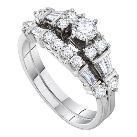 14K White-gold 1.00CT DIAMOND 0.30CT CENTER ROUND BRIDAL SET