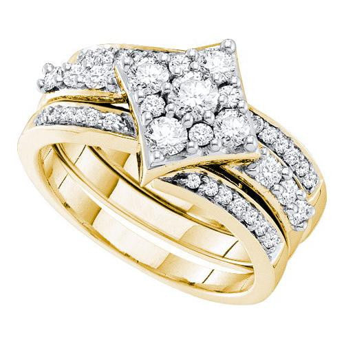 14K Yellow-gold 1.00CT DIAMOND ROUND CENTER BRIDAL SET