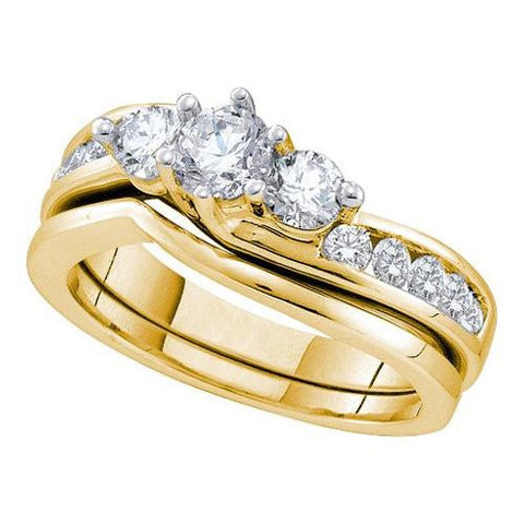 14K Yellow-gold 1.00CT DIAMOND 3 STONE BRIDAL SET