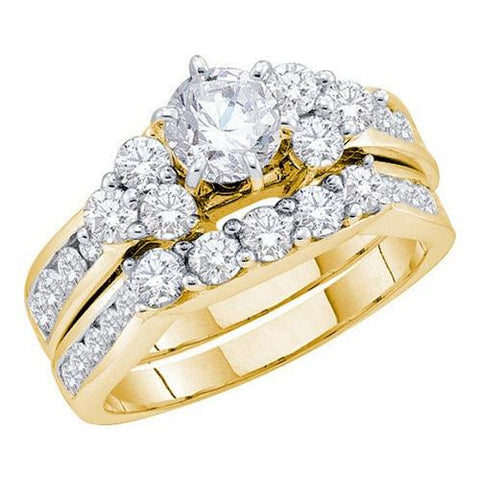 14K Yellow-gold 2.00CT DIAMOND 0.75CT-CRD BRIDAL SET