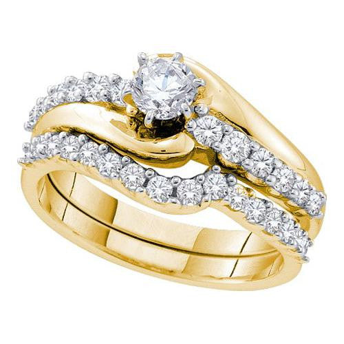 14K Yellow-gold 1.00CT DIAMOND 0.30CT CENTER ROUNDD BRIDAL SET