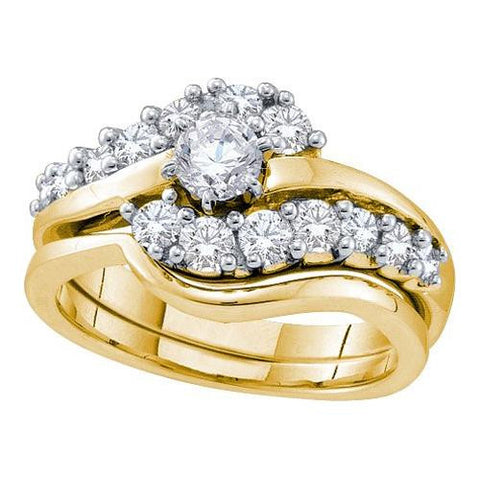 14K Yellow-gold 1.00CT DIAMOND 0.30CT CENTER ROUND BRIDAL SET