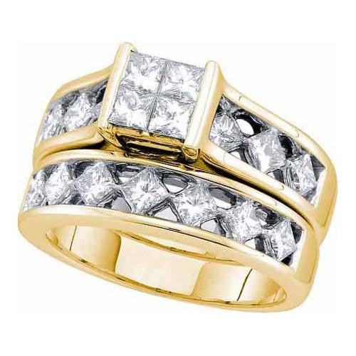 14K Yellow-gold 3.00CT DIAMOND INVISIBLE BRIDAL SET