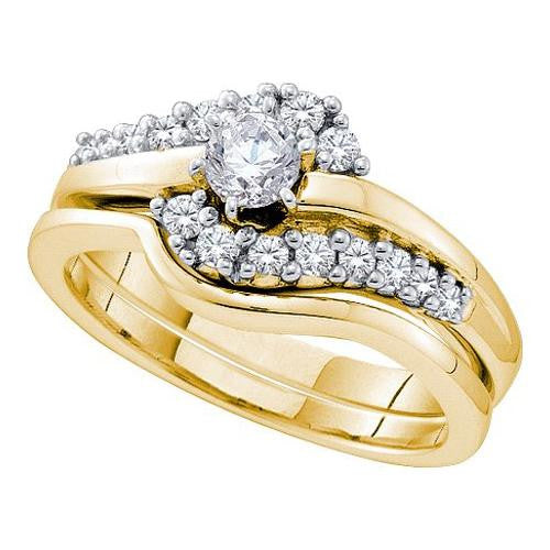 14K Yellow-gold 0.50CT DIAMOND 0.20CT CENTER ROUND BRIDAL SET