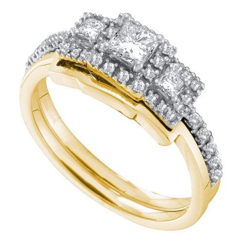 0.52CT DIAMOND 0.20CT CENTER PRINCESS BRIDAL SET