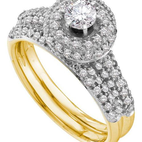 14K Yellow-gold 1.00CT DIAMOND 0.30CT CENTER ROUND BRIDAL SET