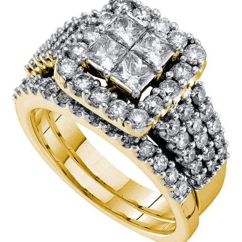 14K Yellow-gold 3.00CT DIAMOND INVISIBLE BRIDAL SET