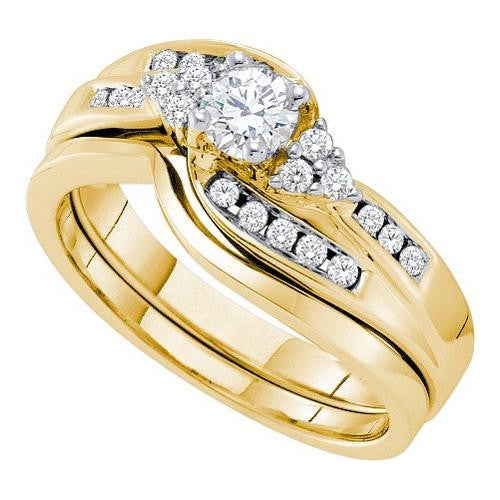 14KT Yellow Gold 0.50CT DIAMOND 0.20CT CENTER ROUND BRIDAL SET